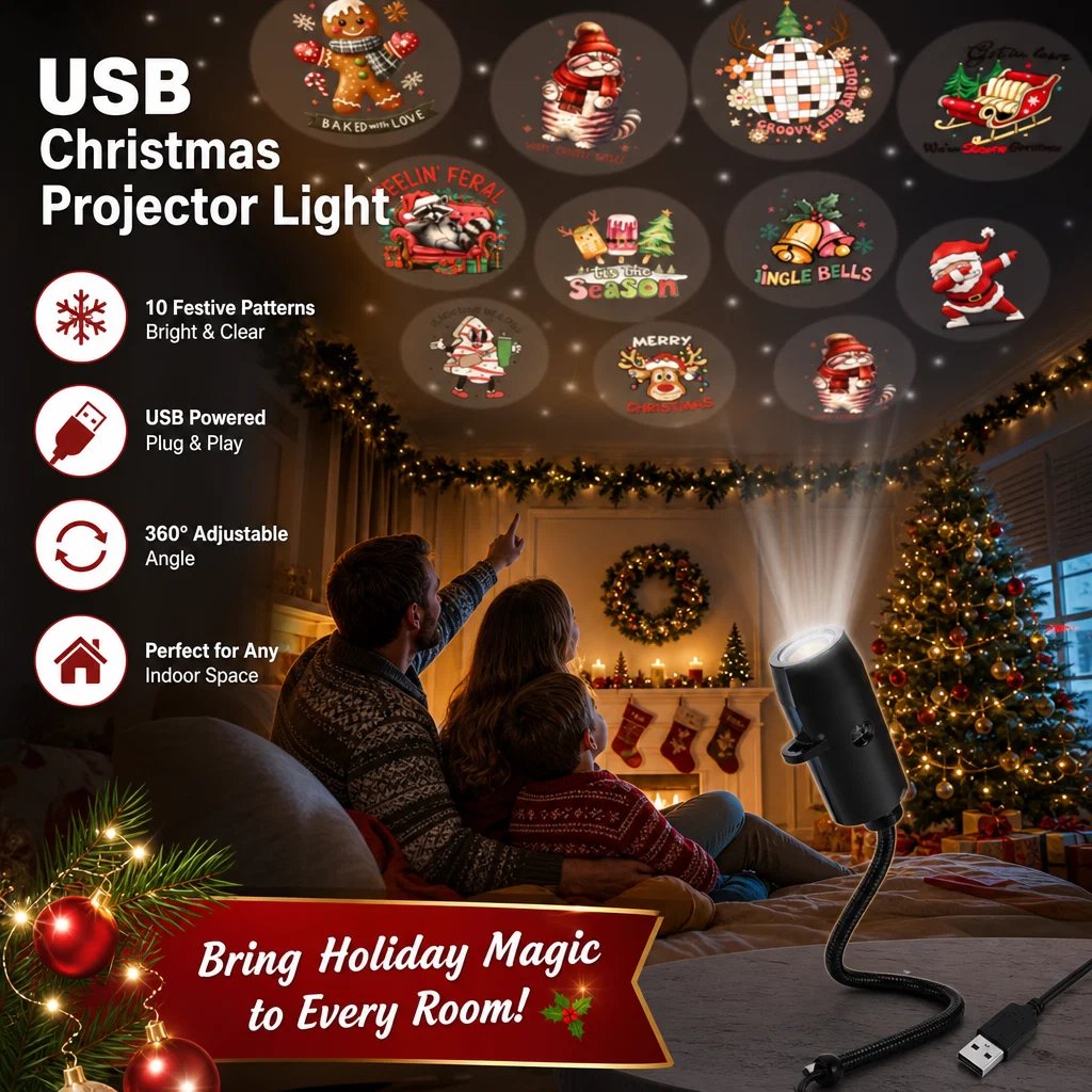🎄Plug-&-Play HD Christmas Projector – 6 or 10 Festive Scenes