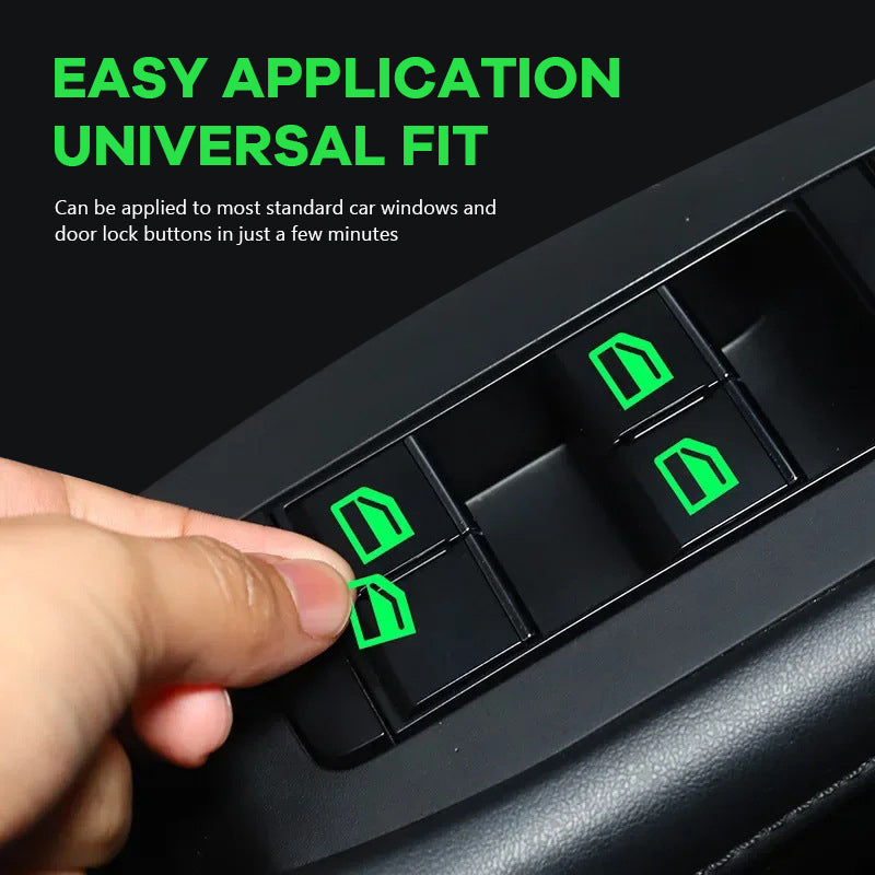 ✨Car Window Lift Switch Luminous Stickers - Colorful Night Glow Warning Button Decal✨