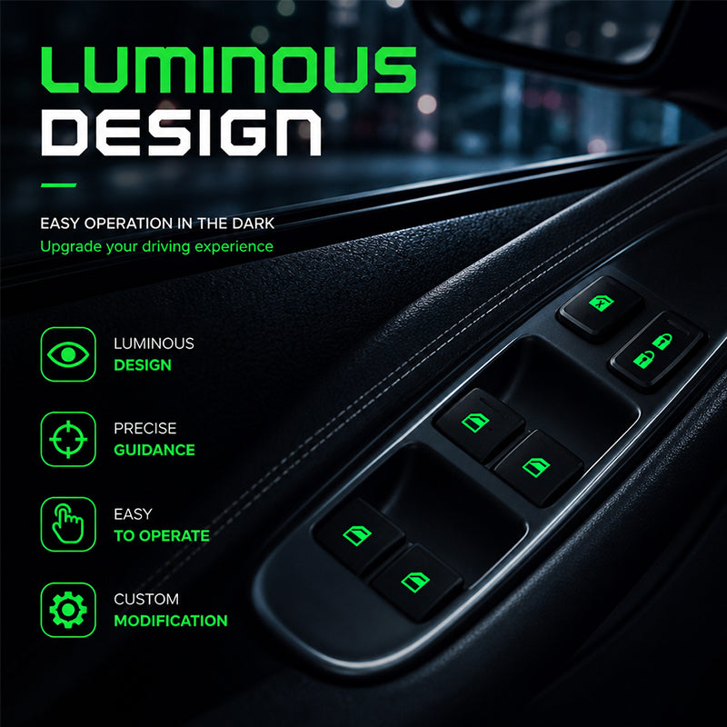 ✨Car Window Lift Switch Luminous Stickers - Colorful Night Glow Warning Button Decal✨