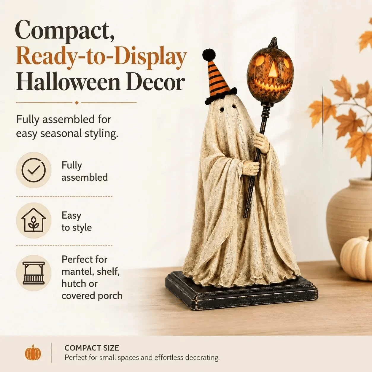 🎁🎉Only $25.99 This Week🌟👻Halloween Light-Up Pumpkin and Ghost Wand Ornament🎃