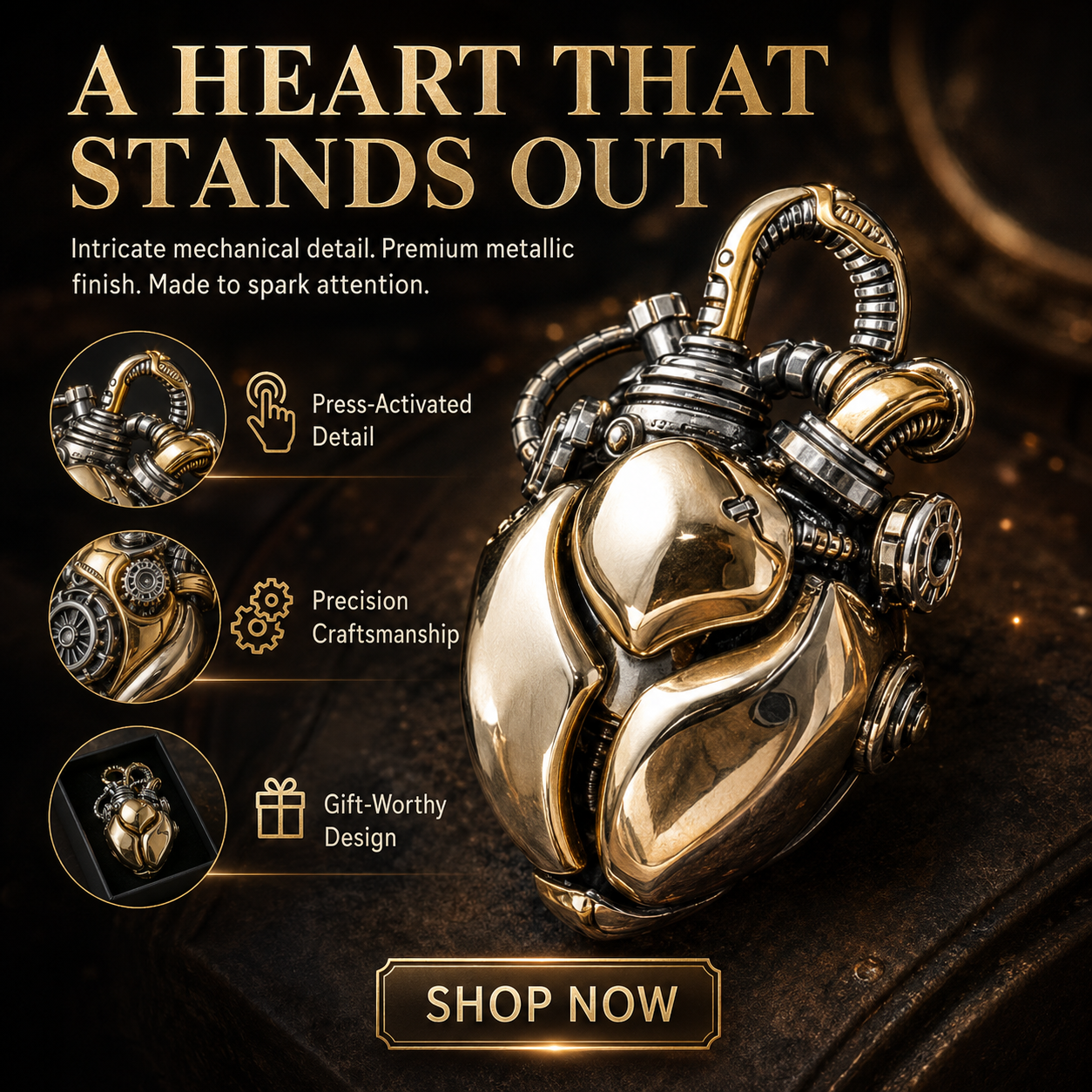⚙️ Mechanical Heart Pendant