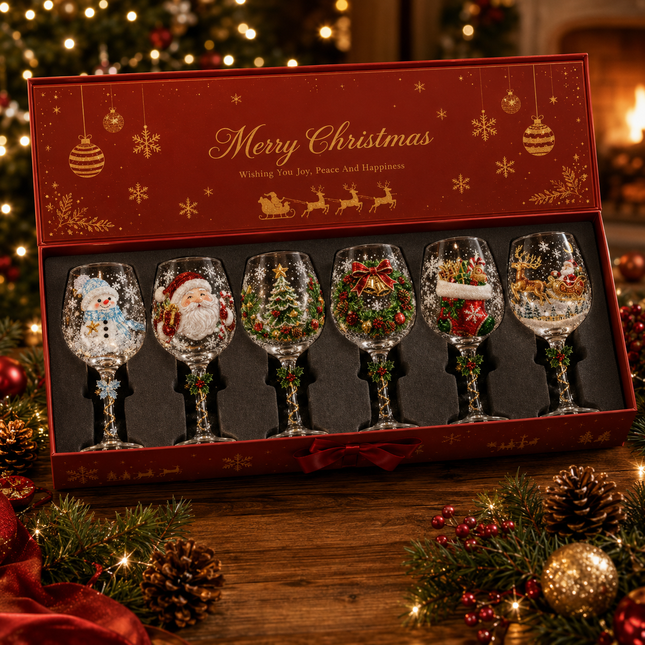 6-Piece Christmas Wine Glass Gift Set 🎄🥂