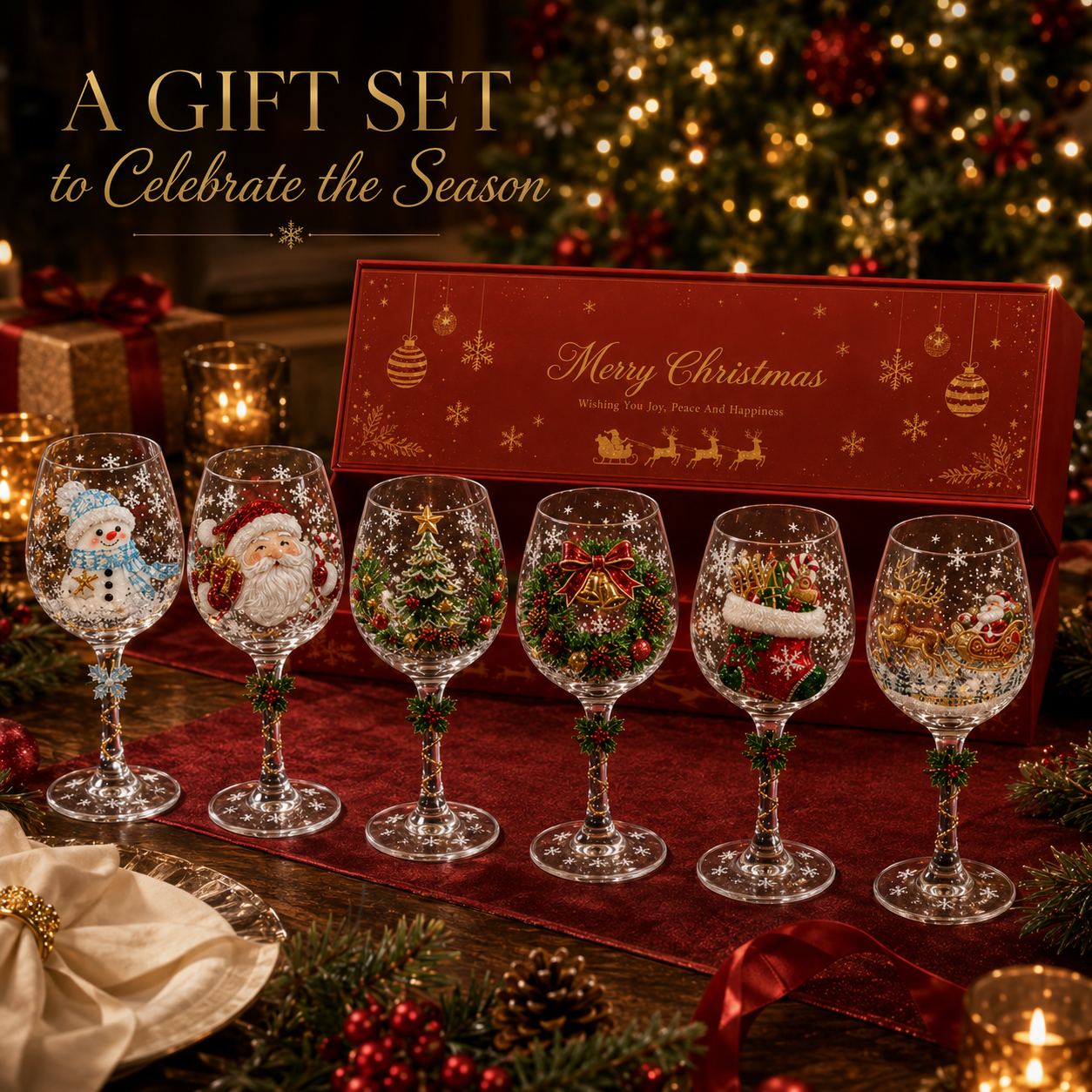 6-Piece Christmas Wine Glass Gift Set 🎄🥂