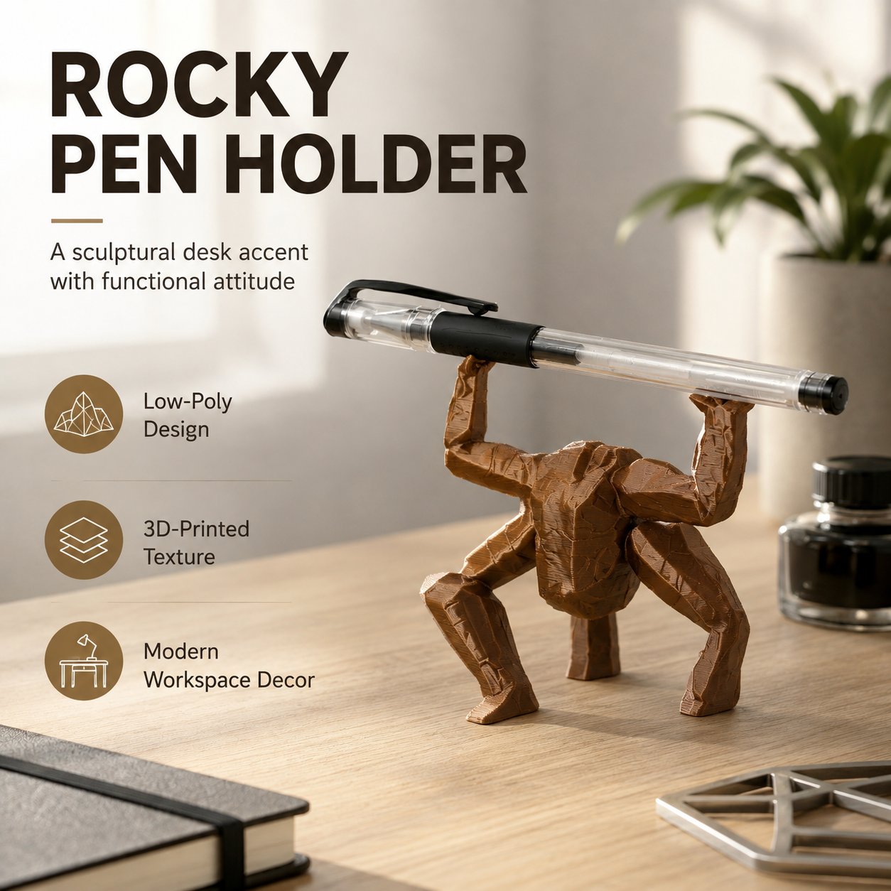 3D-Printed Rocky Pen Holder ✍️