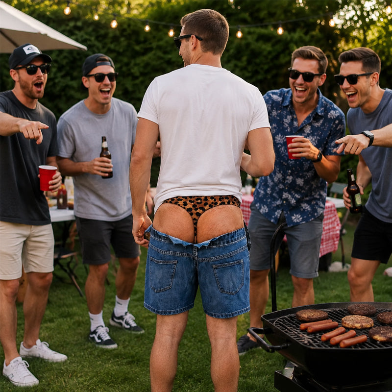 🔥LAST DAY 50% OFF -Leopard Print Denim Funny Beach Swim Trunks