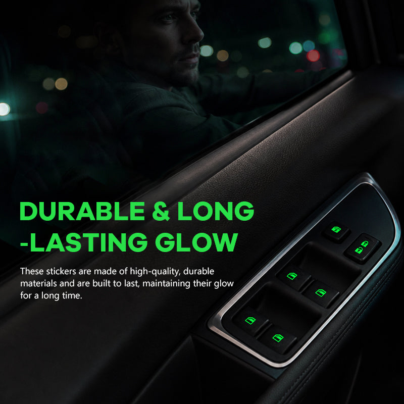 ✨Car Window Lift Switch Luminous Stickers - Colorful Night Glow Warning Button Decal✨