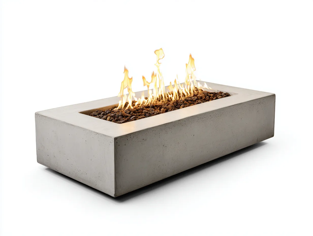 Brasero rectangular de hormigón 160x70x43 cm - gris claro - diseño minimalista para exterior