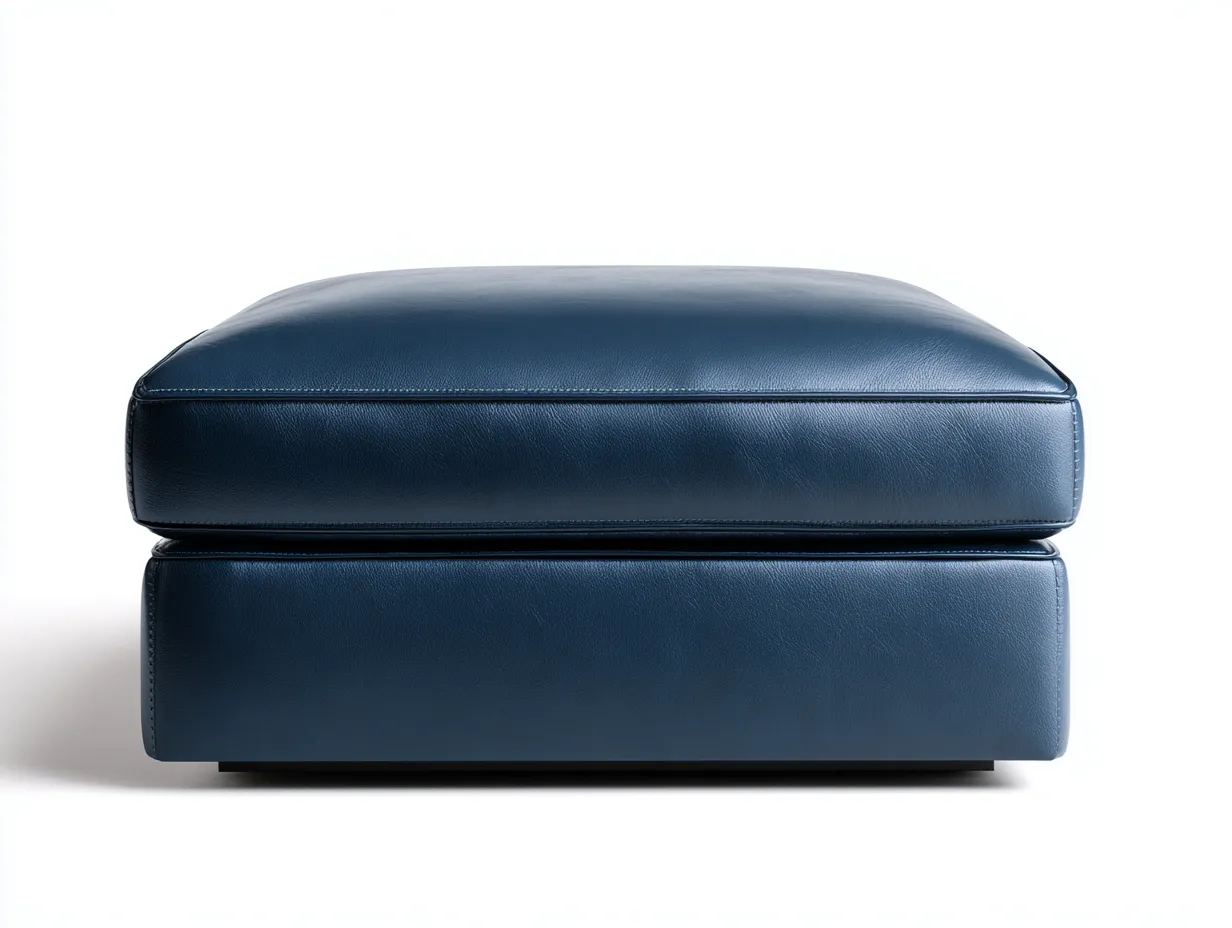Reposapiés rectangular de piel sintética 90x62x39 cm - azul marino - base baja para salón