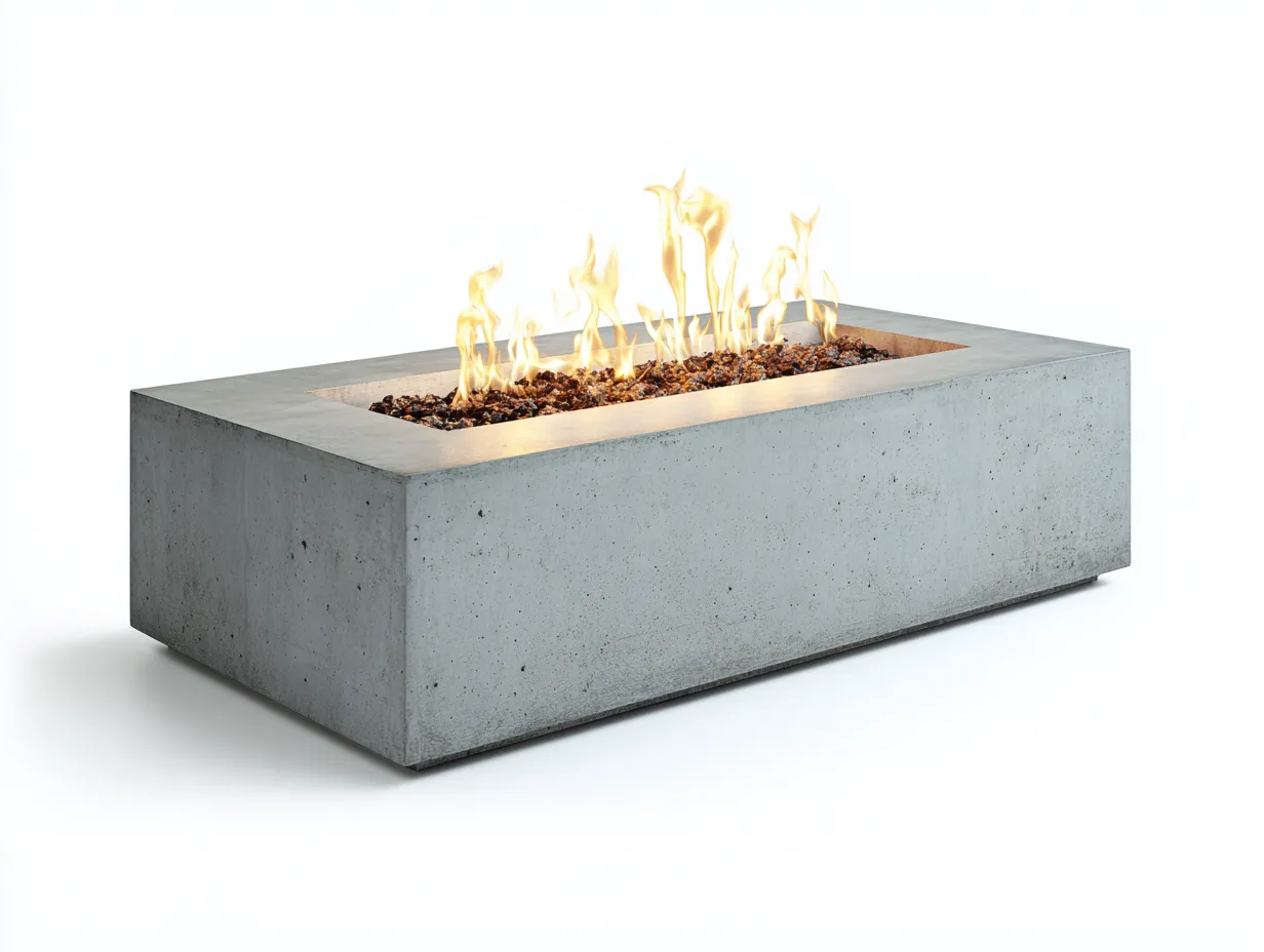 Brasero de hormigón rectangular 152x68x43 cm - gris claro - fuego lineal para exterior
