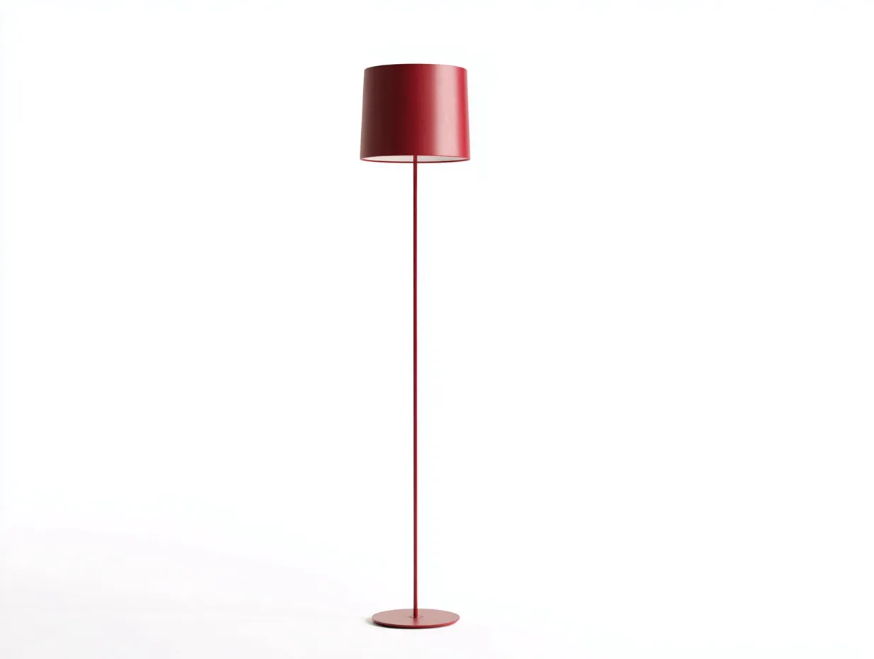 Lámpara De Pie metálica 30x30x158 cm - rojo - pantalla cilíndrica para salón