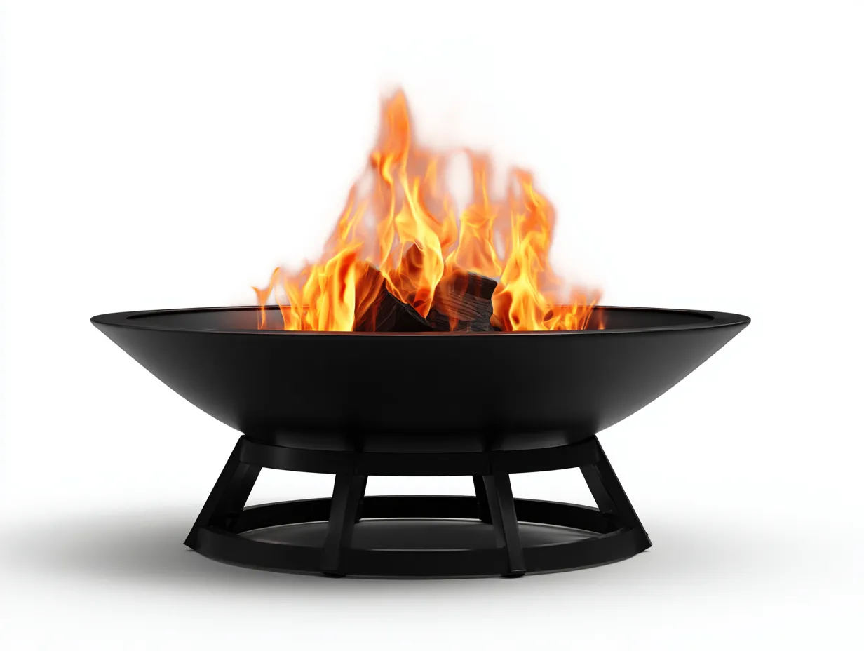 Brasero circular de acero 92x92x48 cm - negro mate - cuenco elevado para exterior