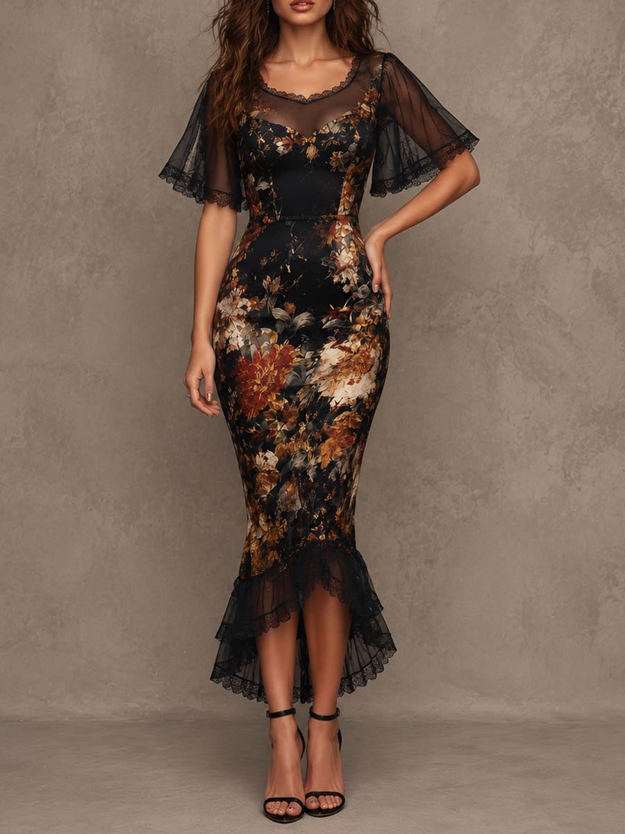 Side view showing mermaid silhouette