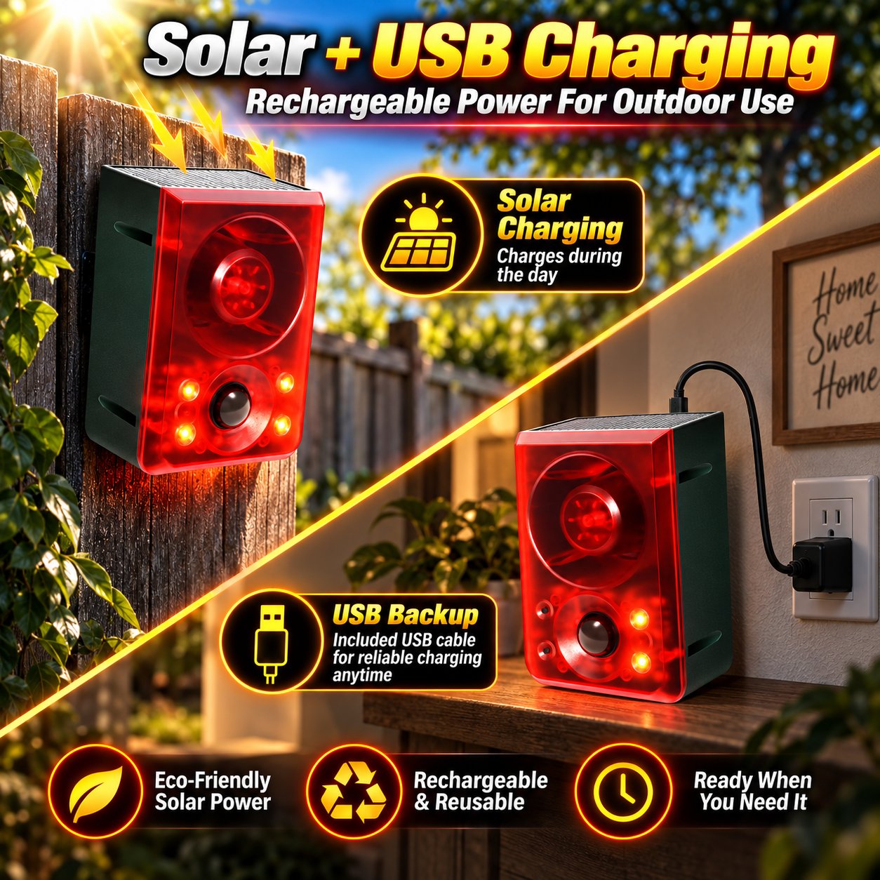Solar Outdoor Motion Sensor Alarm 