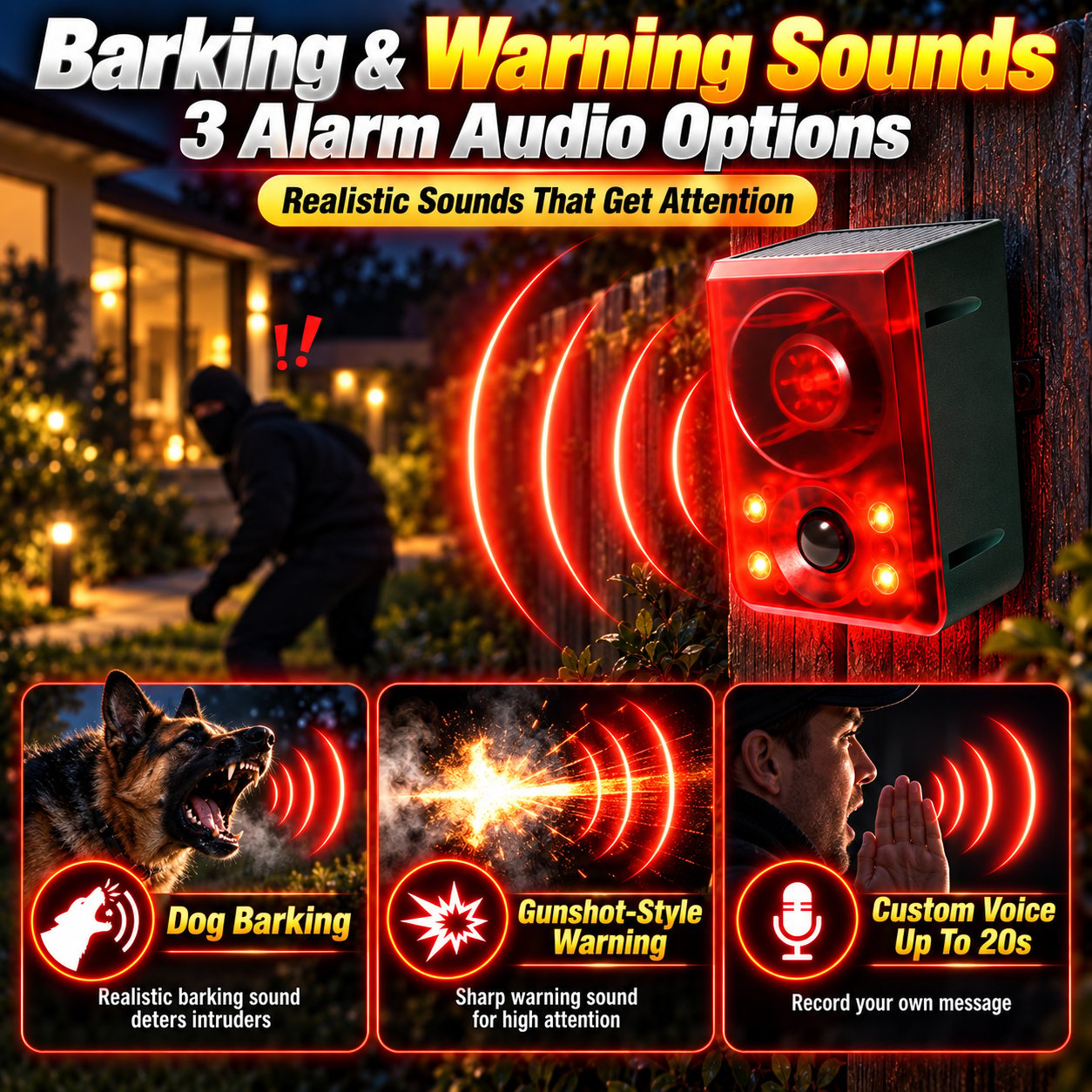 Solar Outdoor Motion Sensor Alarm 