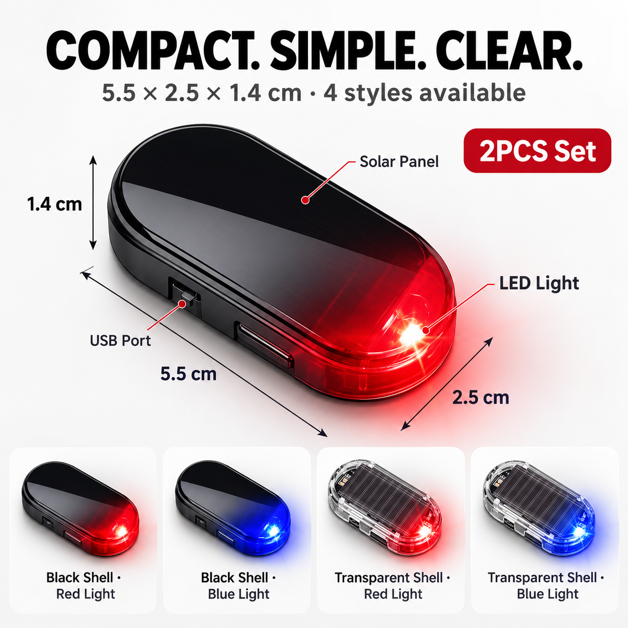 🚨 Solar Car Security Warning Lights — Auto Night Flash to Make Your Car Look Protected