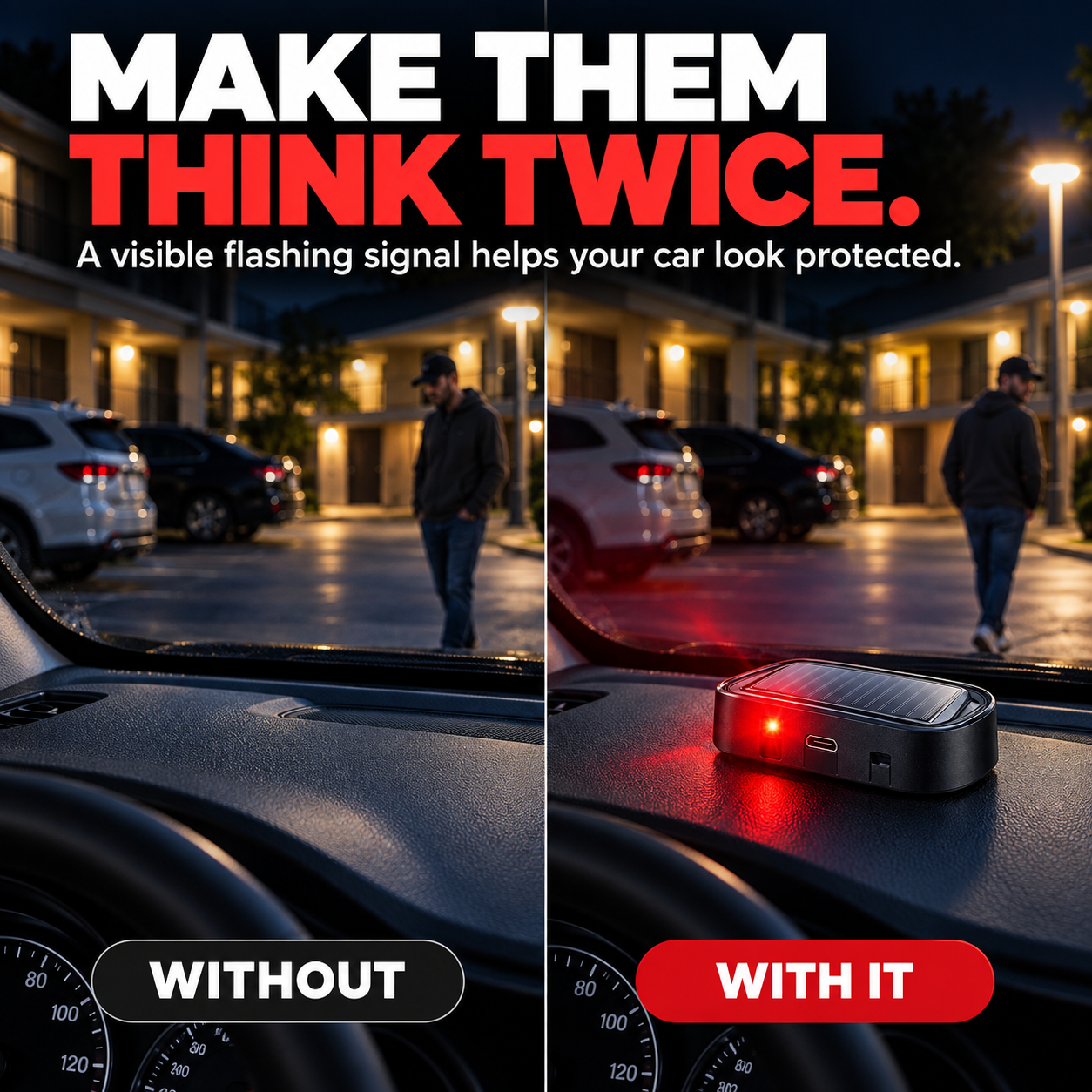 🚨 Solar Car Security Warning Lights — Auto Night Flash to Make Your Car Look Protected