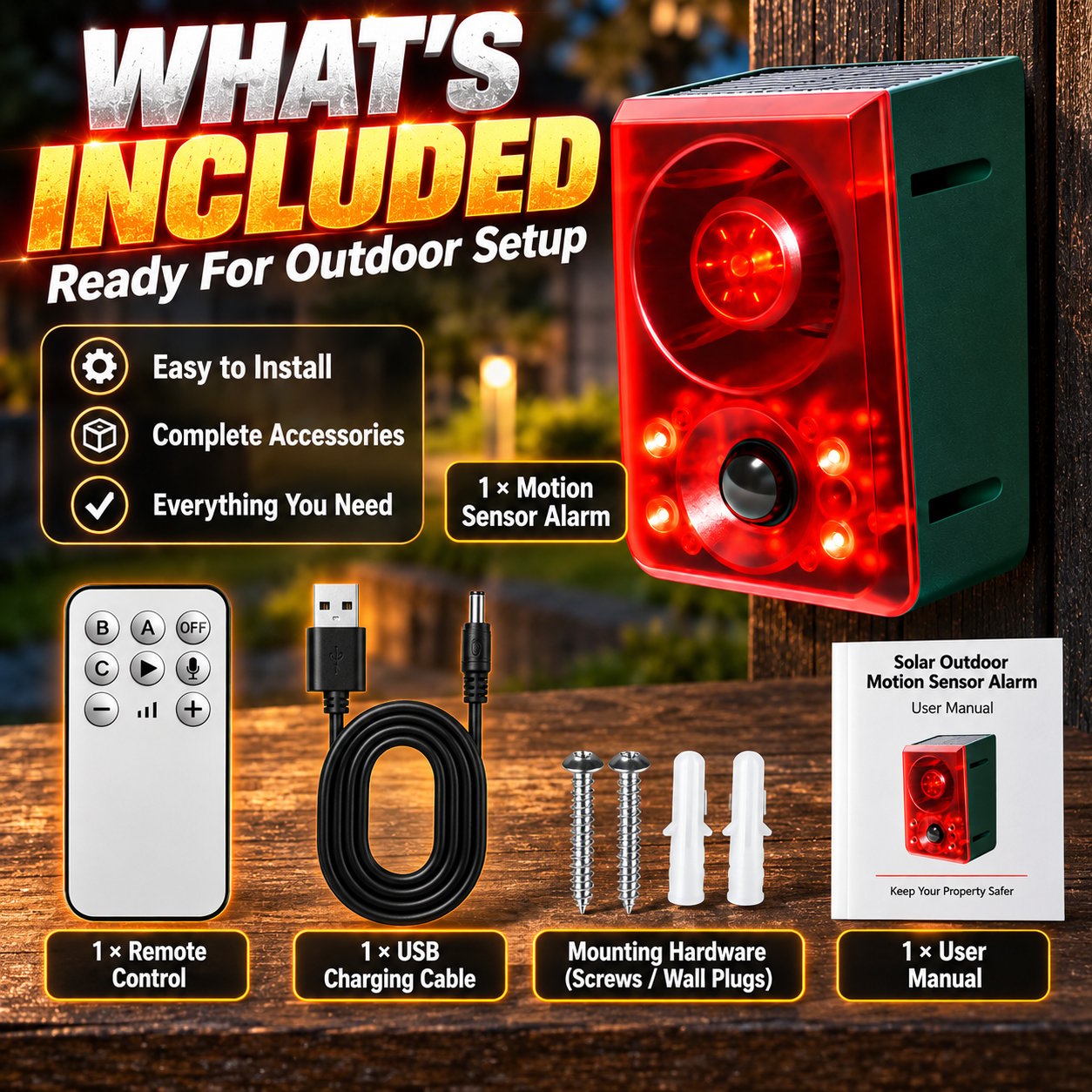 Solar Outdoor Motion Sensor Alarm 