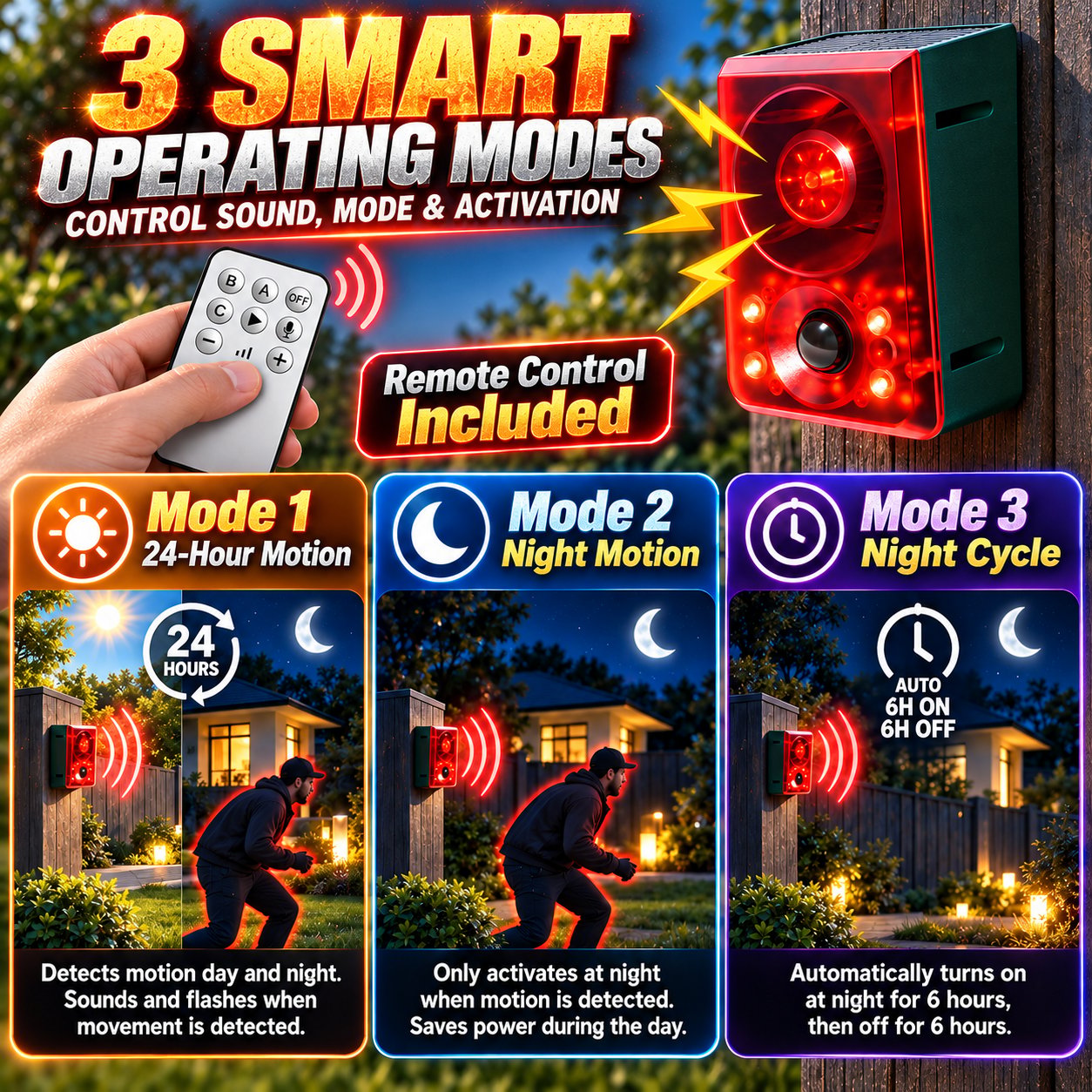 Solar Outdoor Motion Sensor Alarm 