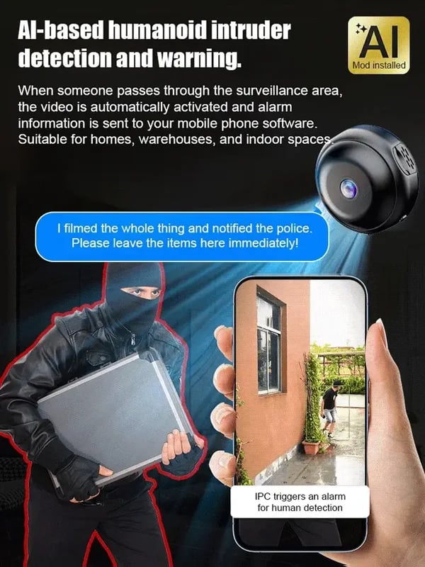 Mini WiFi Security Camera 1080P HD with Infrared Night Vision
