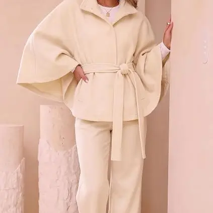 Womens Wool Blend Poncho Pea Coat