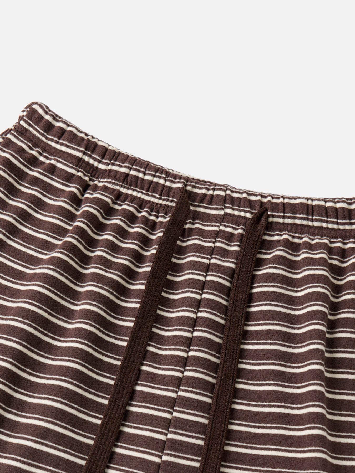 Women's Striped Set, Loose Fit Oversized, Casual Round Neck Long Sleeve Top, Pocket Shorts, 2-Piece Set, Soft Comfortable, Thick Warm Home Wear Everyday Women's Striped Set, Loose Fit Oversized, Casual Round Neck Long Sleeve Top, Pocket Shorts, 2-Piece Set, Soft Comfortable, Thick Warm Home Wear Everyday