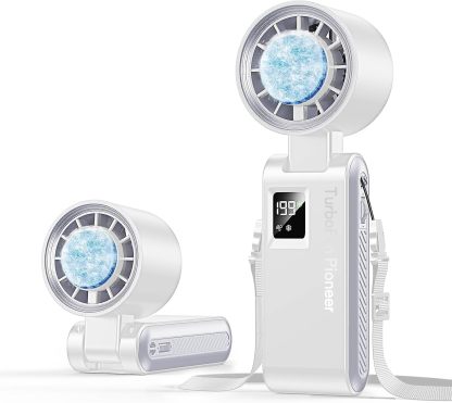Handheld Portable Turbo Fan with Ice Cooler, Speed (1-199) Rechargeable Personal Fan[20000 RPM] Small Pocket Fans for Travel/Outdoor/Home/Office