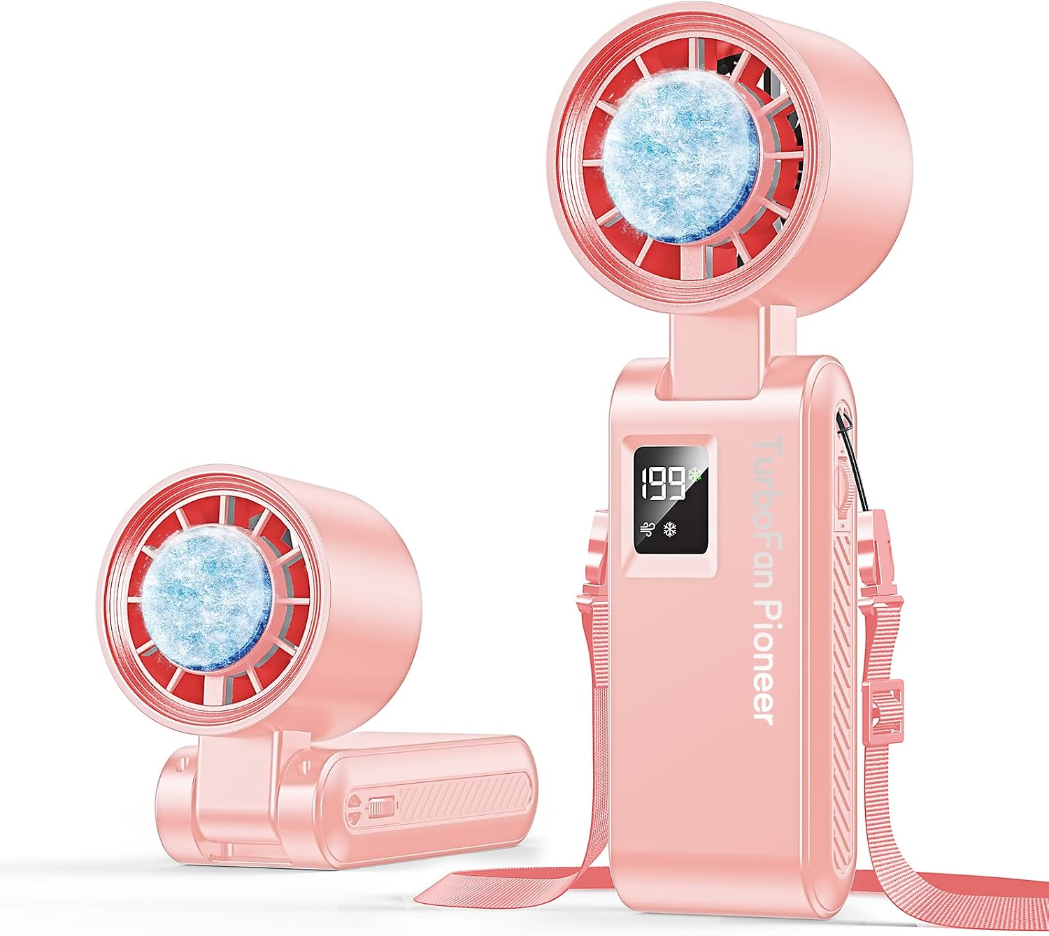 Handheld Portable Turbo Fan with Ice Cooler, Speed (1-199) Rechargeable Personal Fan[20000 RPM] Small Pocket Fans for Travel/Outdoor/Home/Office