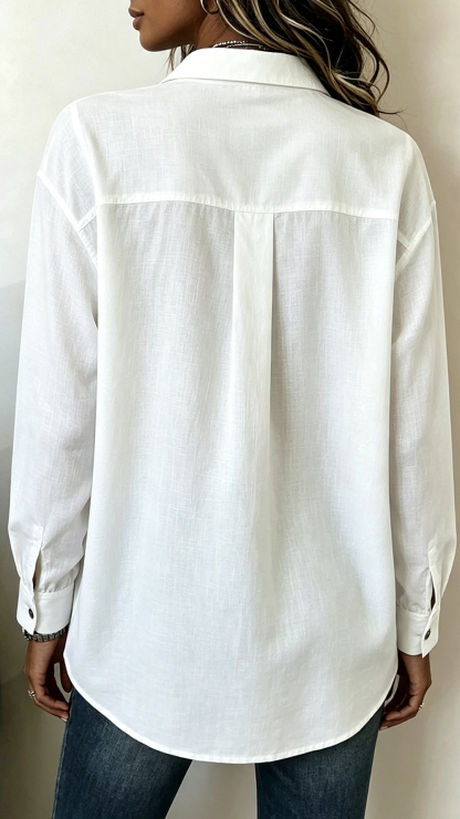 Asymmetrical Button-Up Collared Blouse