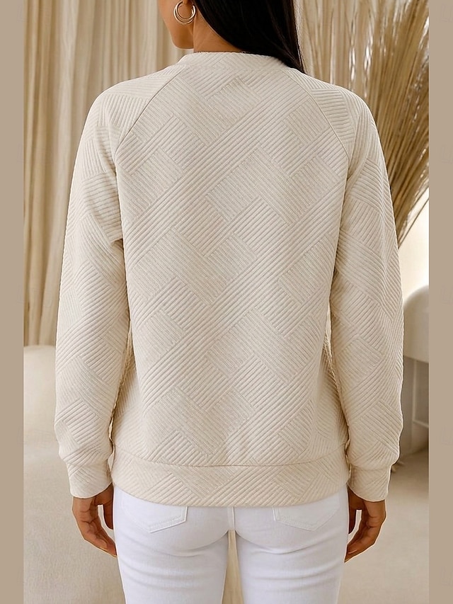🧑‍✈️ BUY 2 FREE SHIPPING🧑‍✈️   ✨Women’s Casual Textured Top Split V-Neck Long Sleeve Relaxed Blouse
