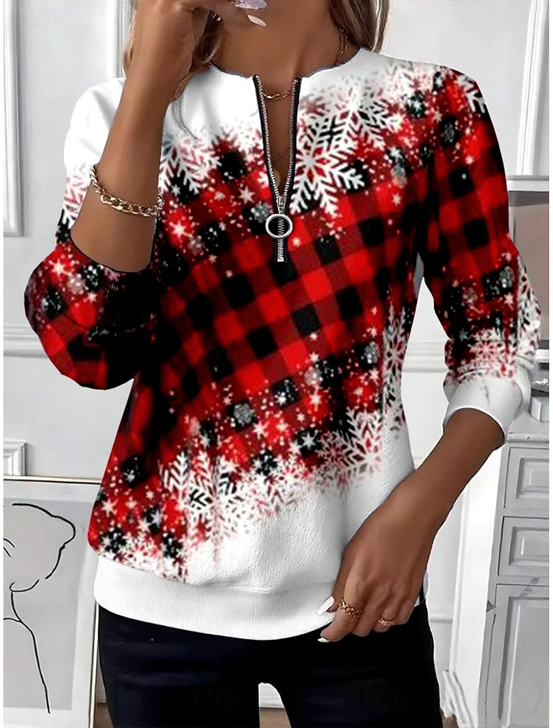🔥 Christmas Sale| Christmas Long Sleeve Relaxed Fit Casual Holiday Top