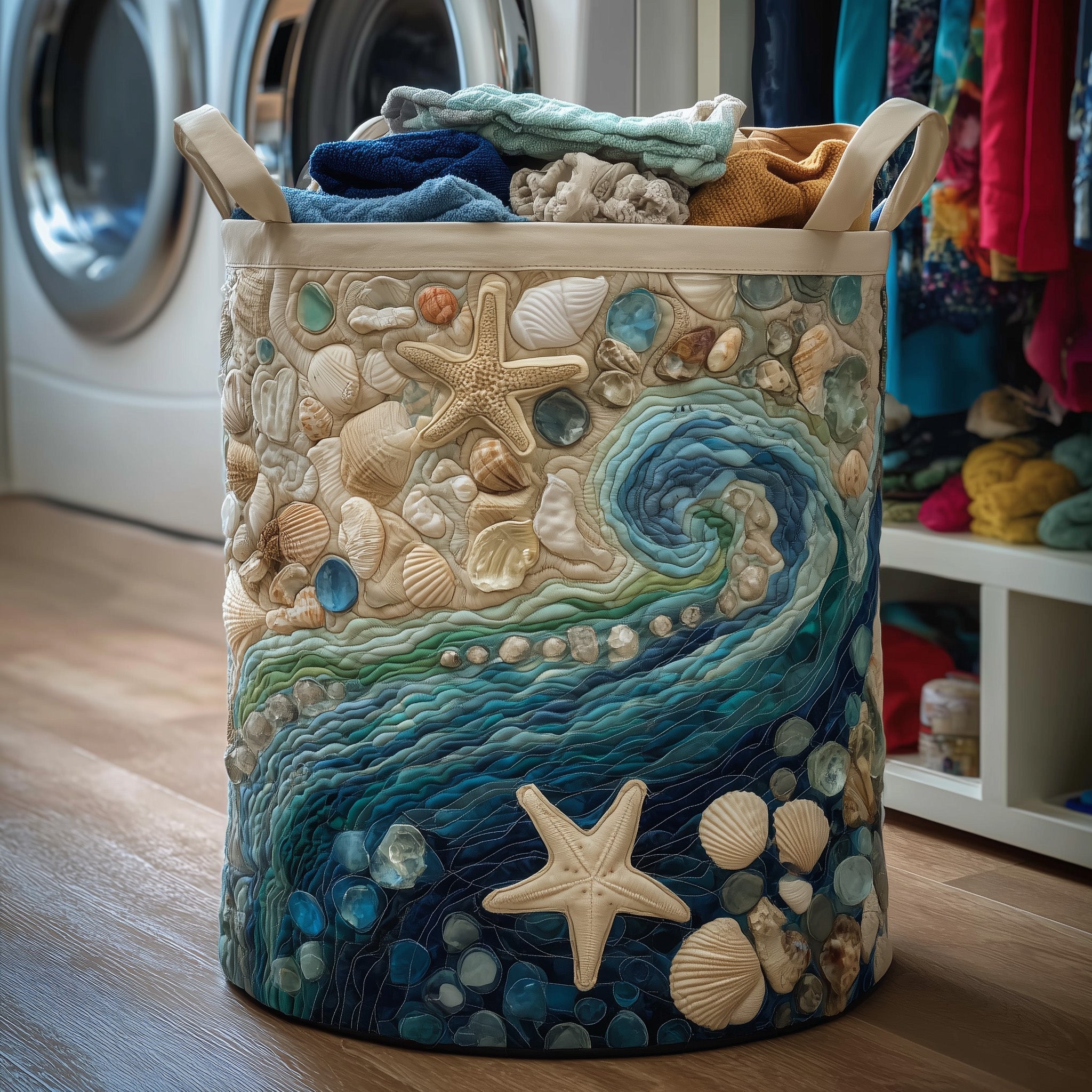 Ocean Breeze Quilted Laundry Basket GFTOMA4377