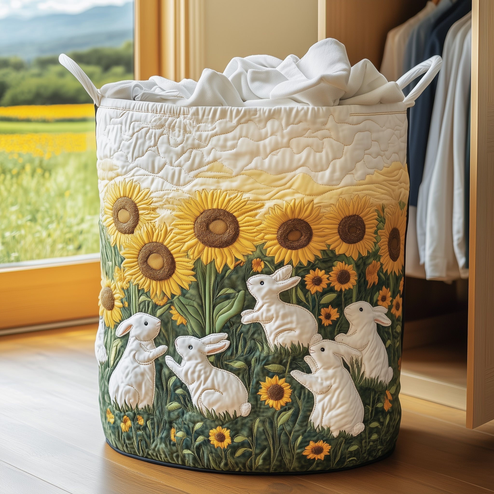 Joyful Bunnies Quilted Laundry Basket GFTONT3638