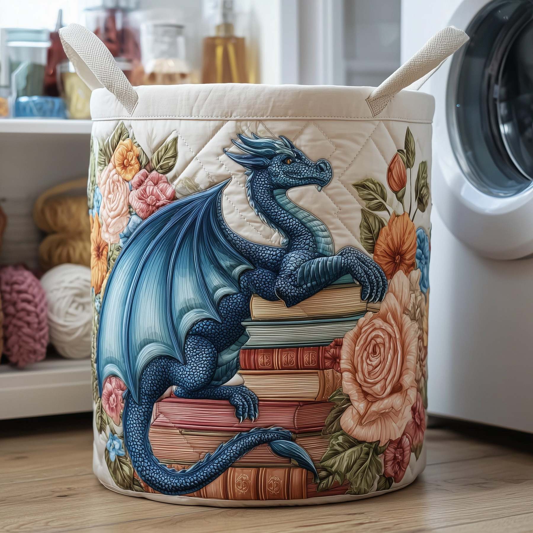Library Dragon Quilted Laundry Basket GFTOTP11123