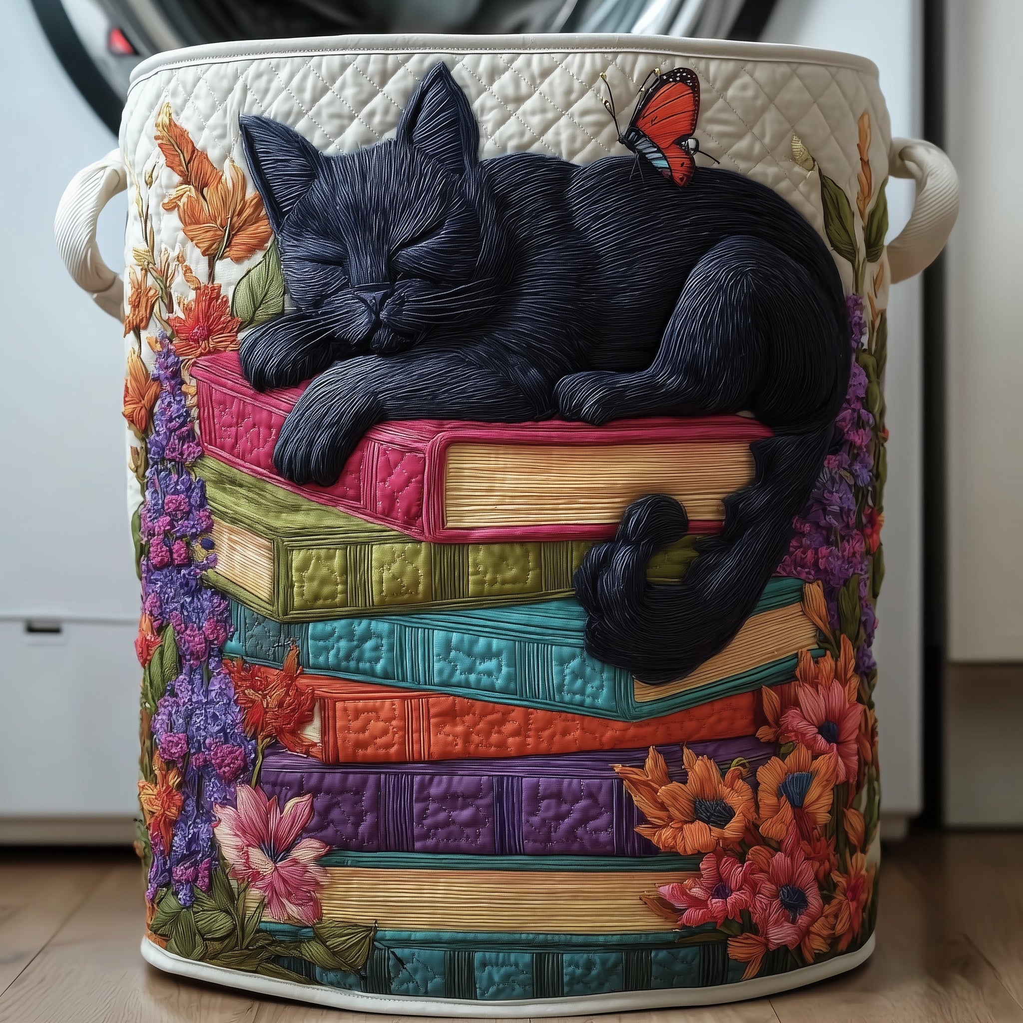 Purrfect Pages Quilted Laundry Basket GFTOTP11627