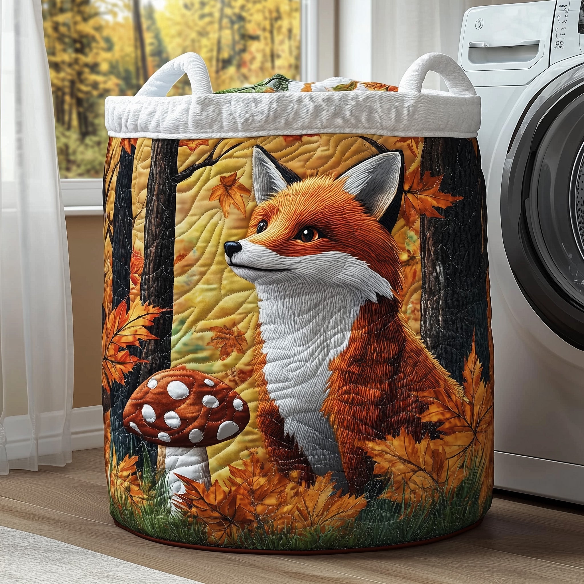 Autumn Fox Quilted Laundry Basket GFTOTP11796