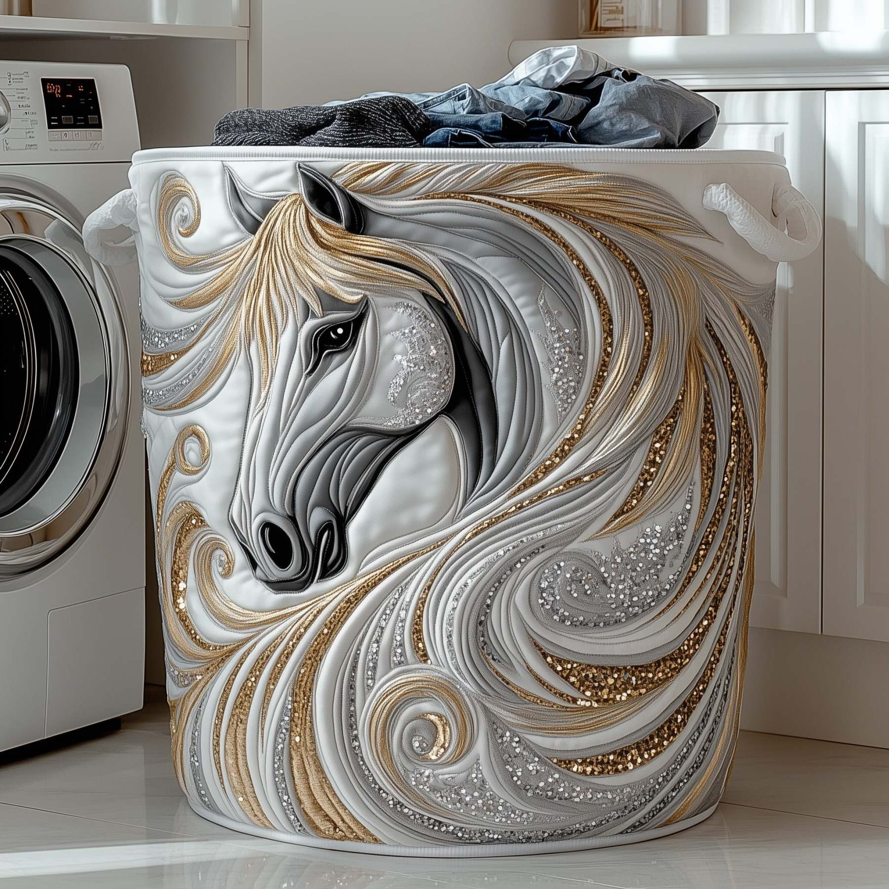 Majestic Horse Quilted Laundry Basket GFTOTP13429