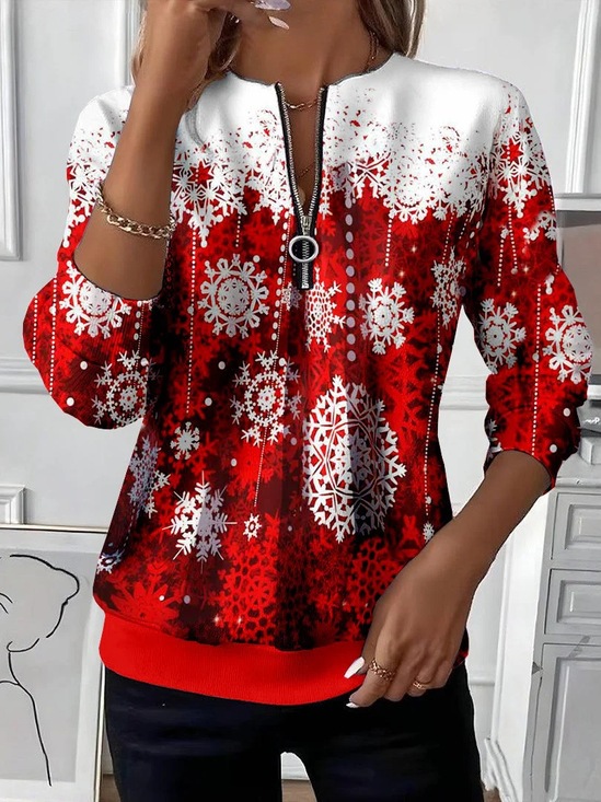 🔥 Christmas Sale| Christmas Long Sleeve Relaxed Fit Casual Holiday Top