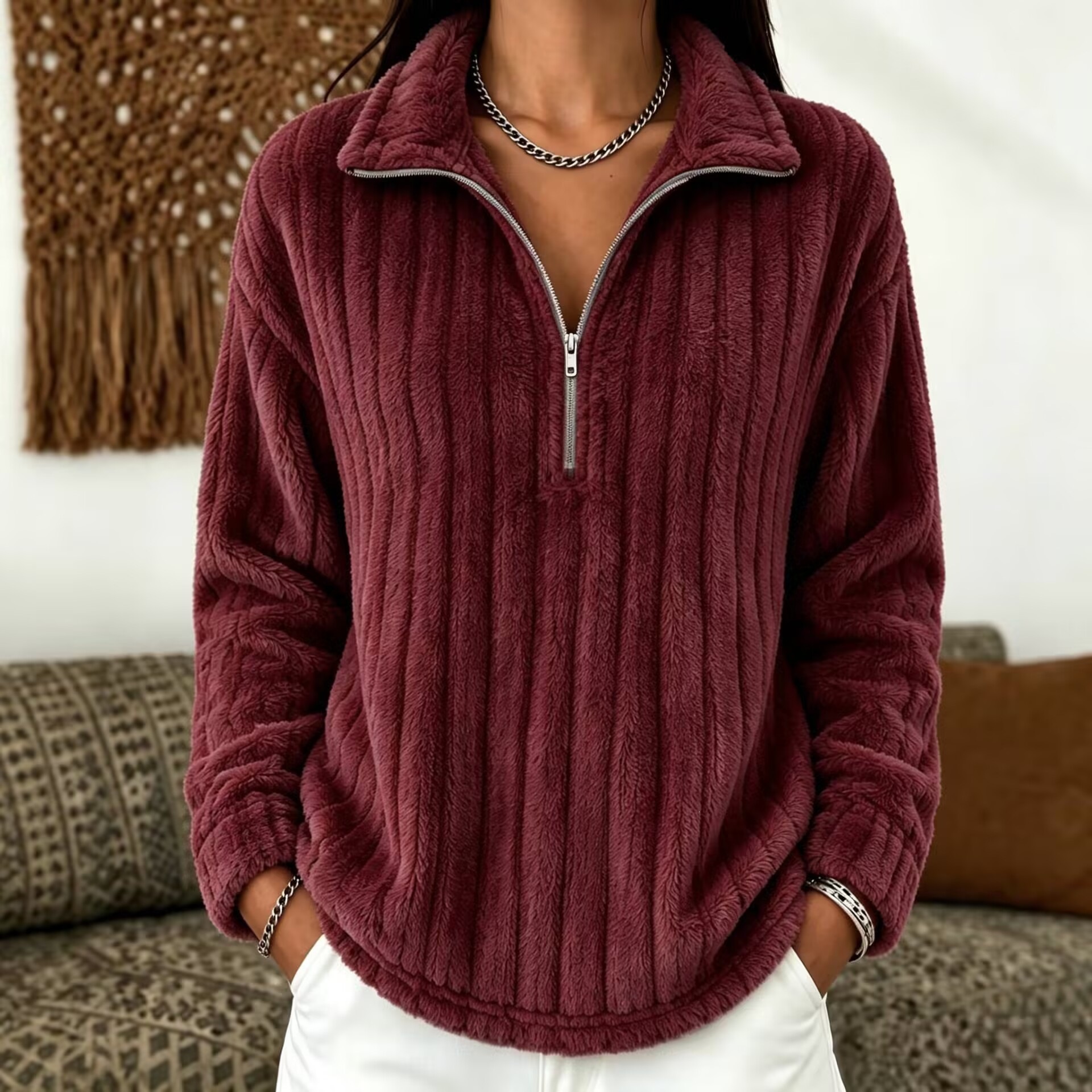 Women's Zip Up Sweatshirts Plain Fashion Casual Print Long Sleeve Hooded Regular Tops