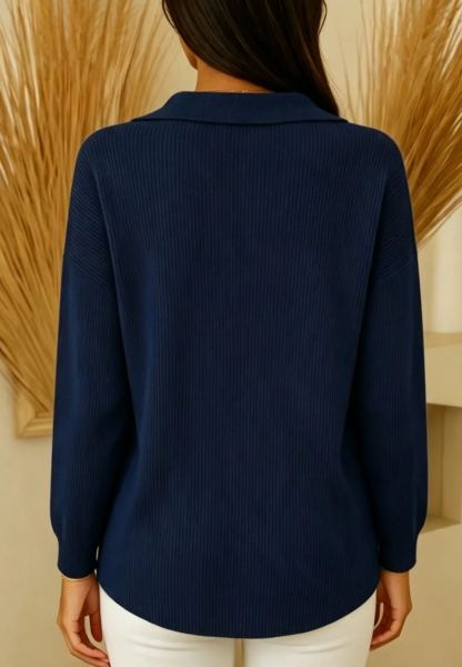 Women's Bow Tie Neck Knit Sweater, Relaxed Fit Long Sleeve Pullover Top