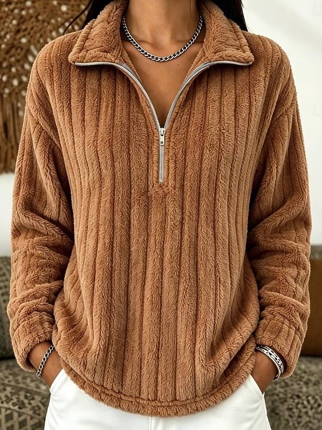Women's Zip Up Sweatshirts Plain Fashion Casual Print Long Sleeve Hooded Regular Tops