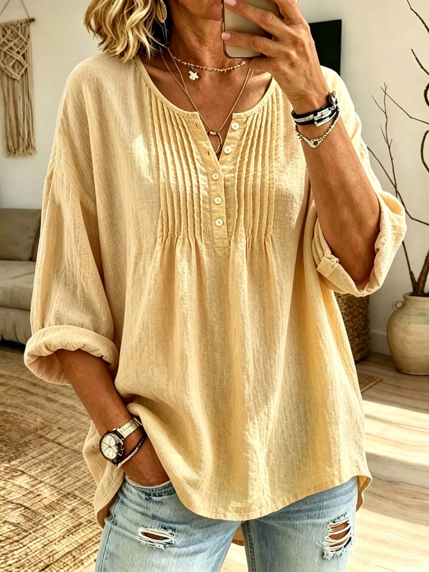 Women's Henley Blouse