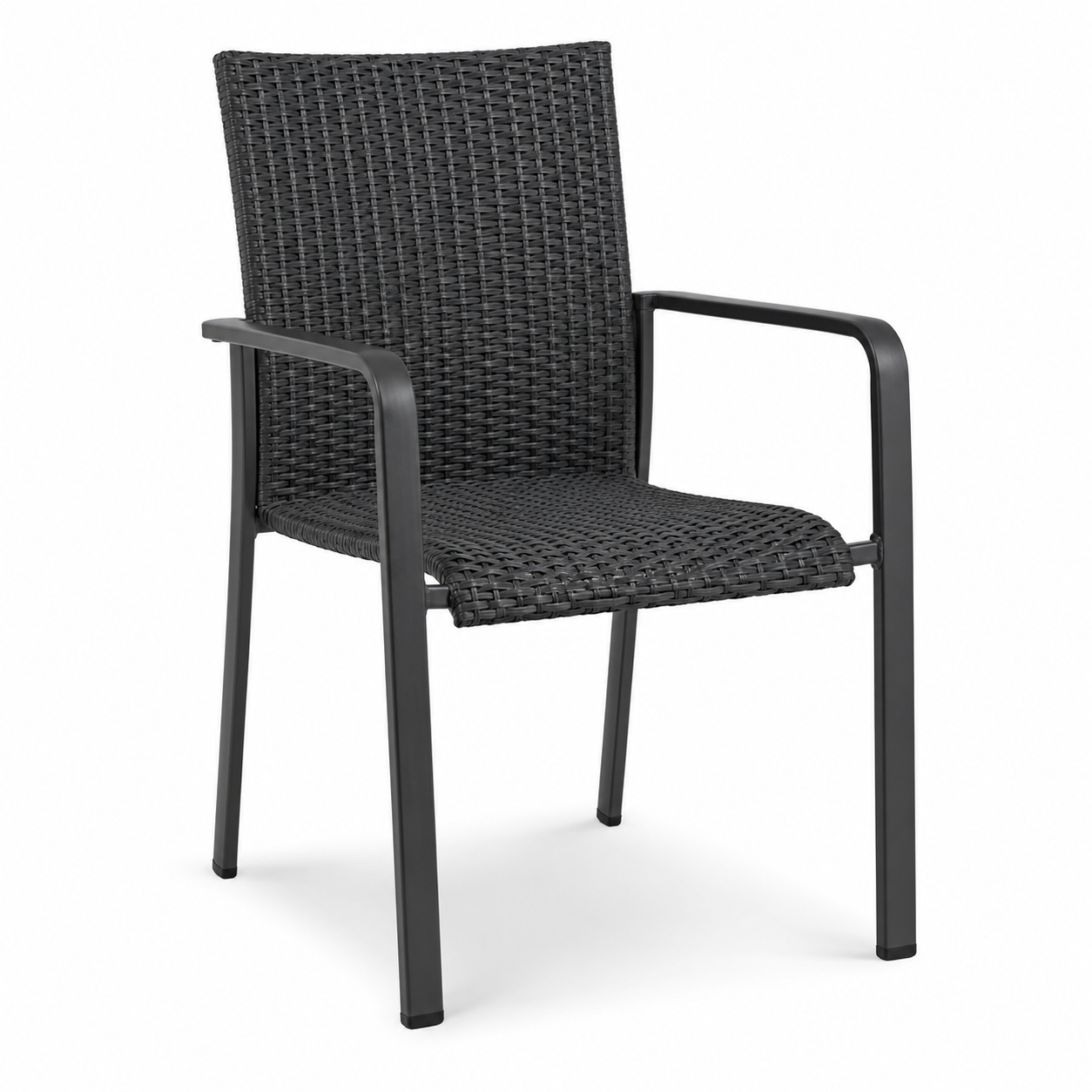 Stapelbarer Outdoor-Sessel Polyrattan-Optik Anthrazit mit Armlehnen-SolmontLiving
