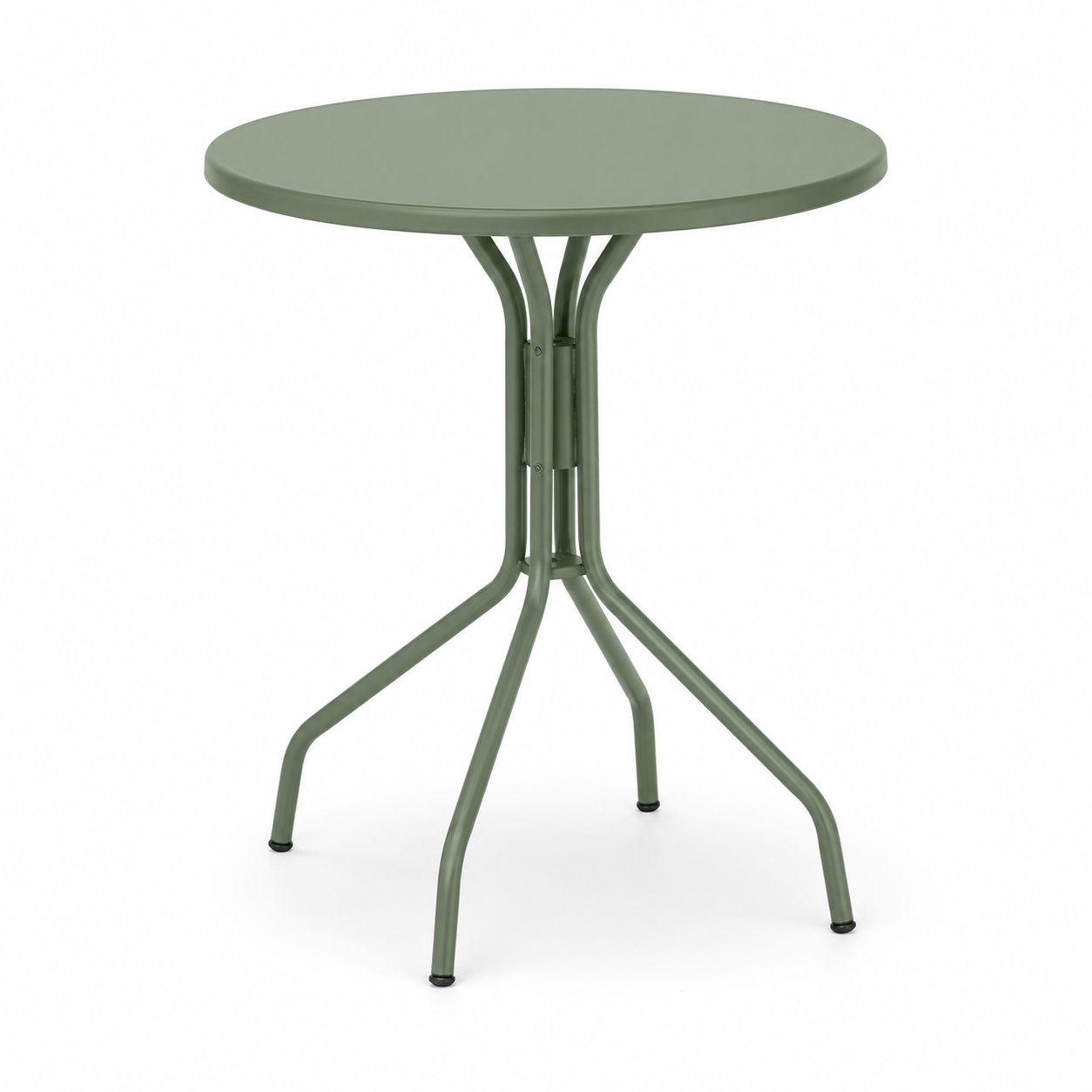 Runder Bistrotisch Metall 60 cm Salbeigrün für Balkon und Terrasse-SolmontLiving
