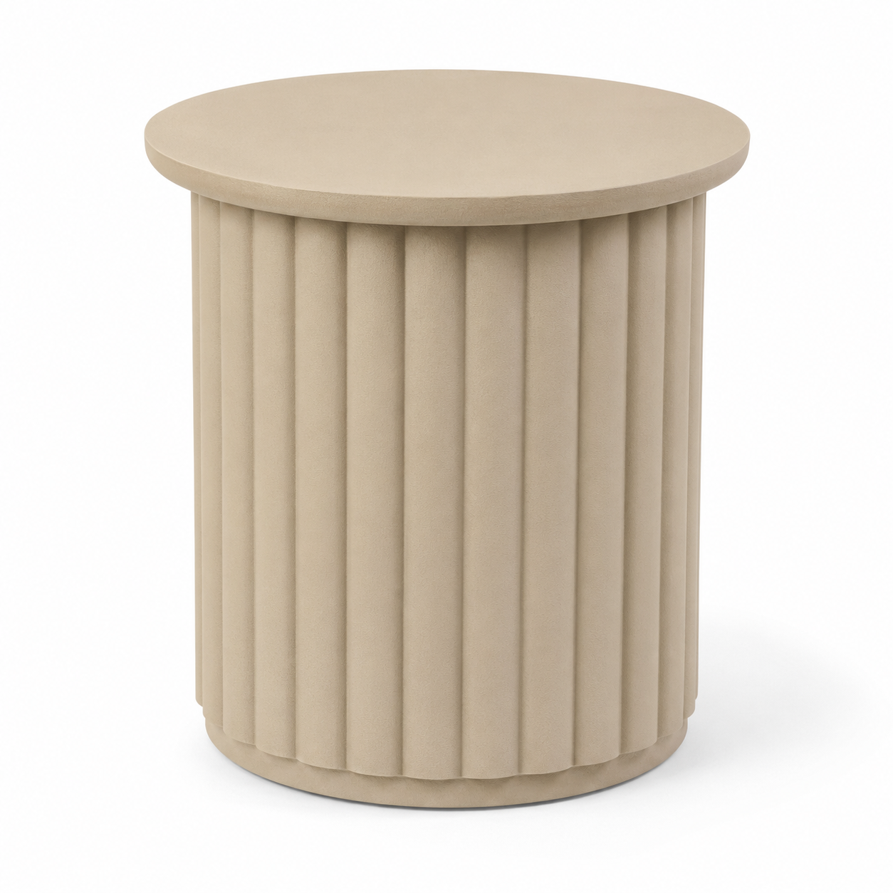 Runder Outdoor-Beistelltisch 45 cm Sandbeige mit geriffelter Struktur-SolmontLiving