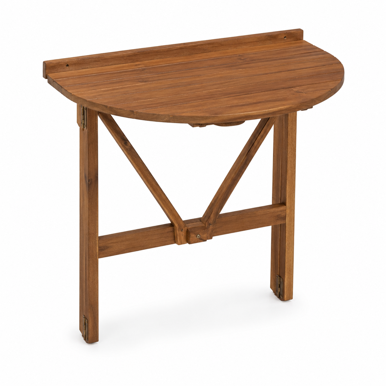 Halbrunder Balkon-Klapptisch 60x40 cm Naturbraun für Geländerbereiche-SolmontLiving