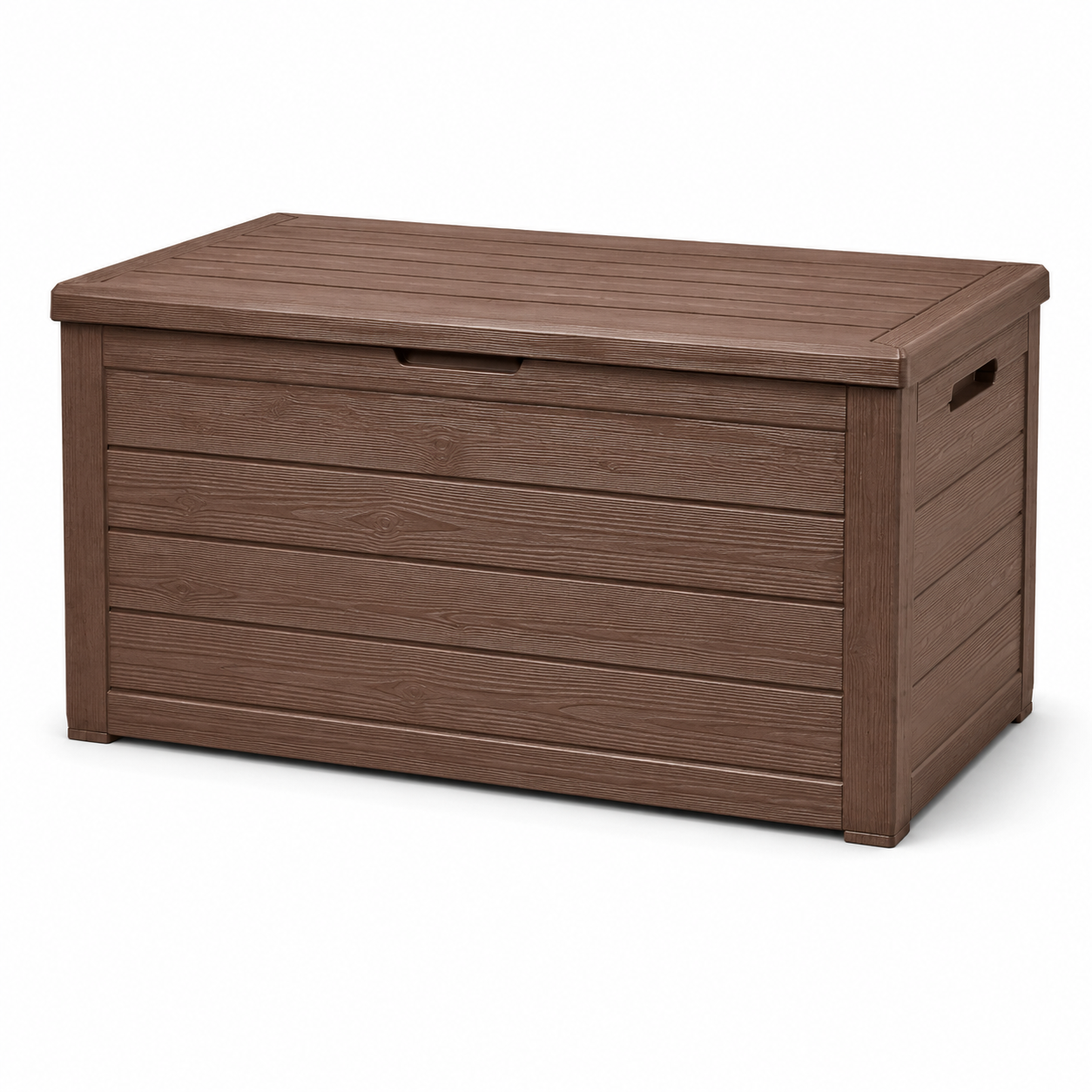 Gartentruhe Holzoptik 170 L Naturbraun mit Klappdeckel-SolmontLiving