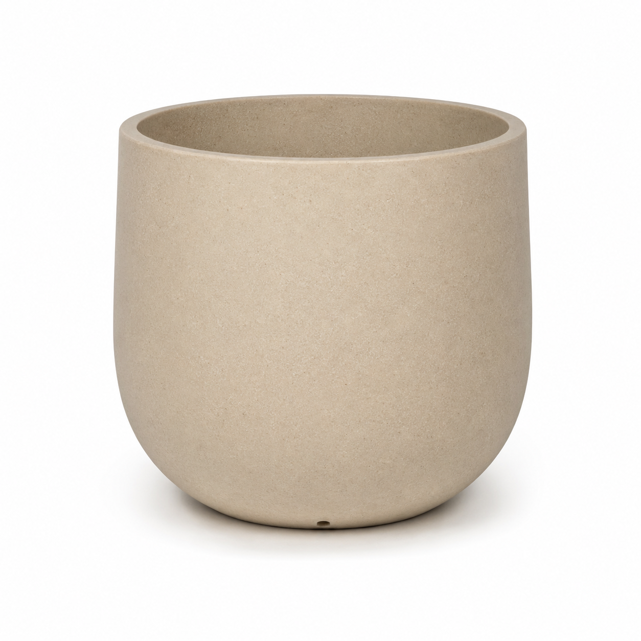 Runder Pflanzkübel Faserstein 35 cm Sandbeige mit Ablaufloch-SolmontLiving