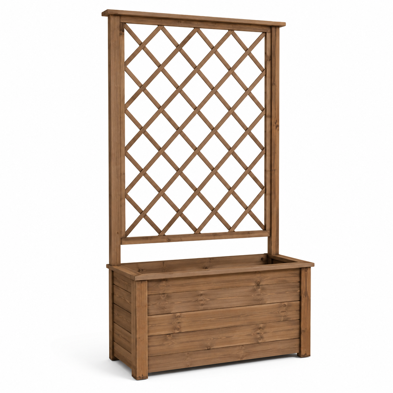 Rankkasten mit Spalier 80x30x150 cm Naturbraun für Kletterpflanzen-SolmontLiving