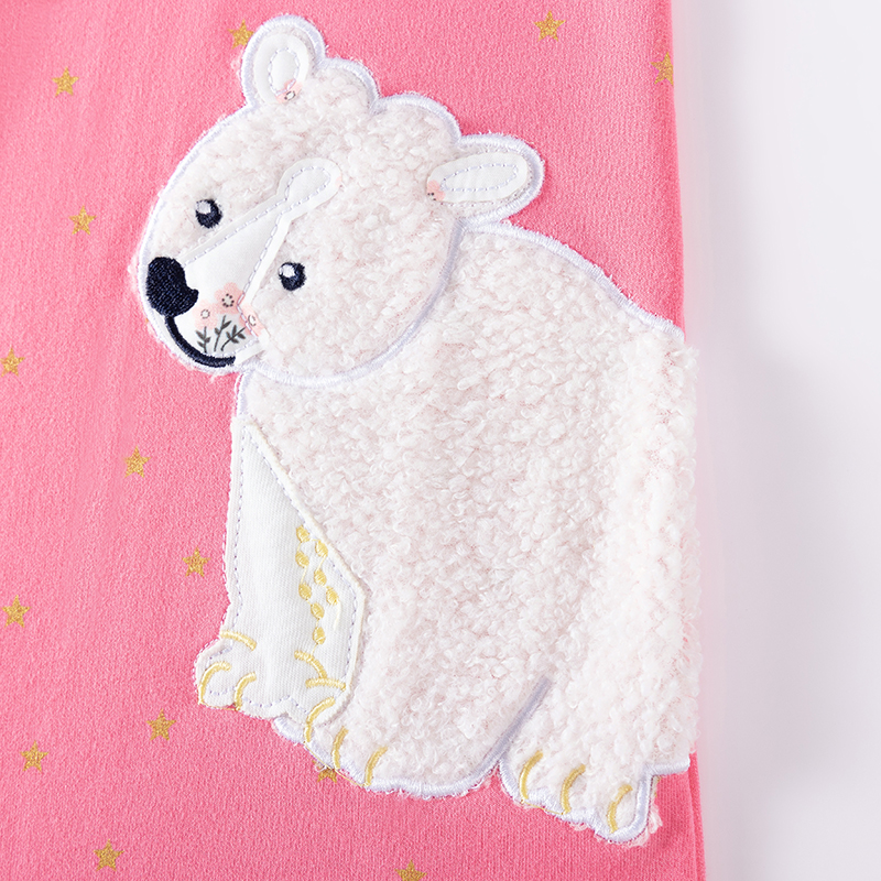 Baby & Kids Pink Autumn Cotton Bear Printing Dress