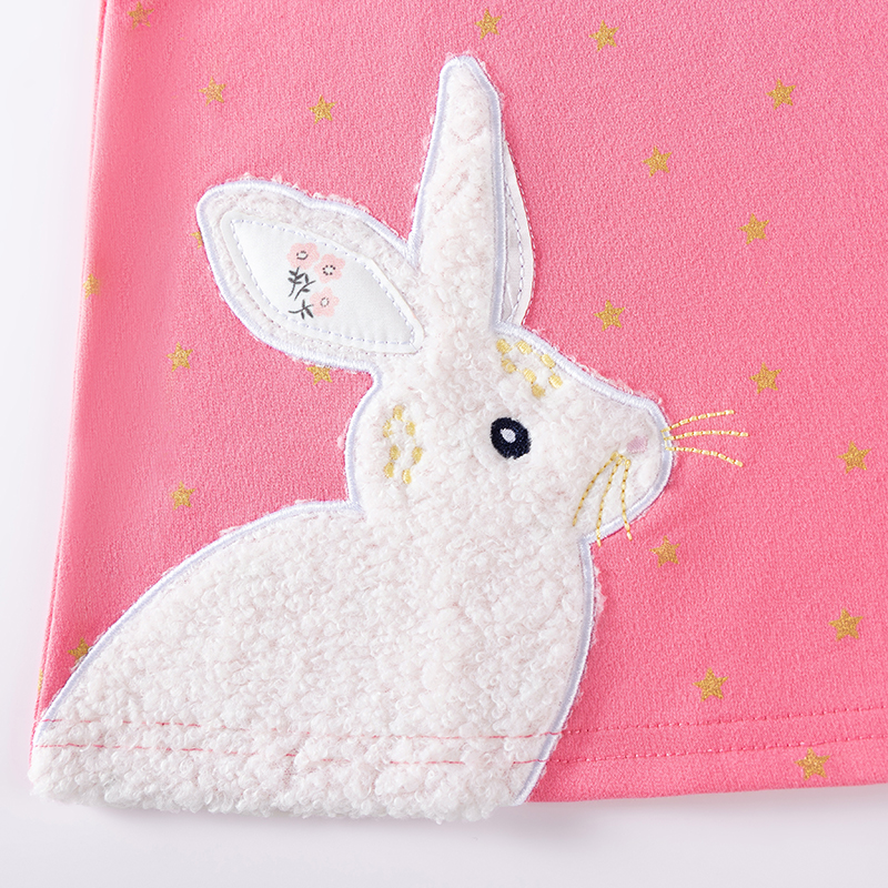 Baby & Kids Pink Autumn Cotton Bear Printing Dress
